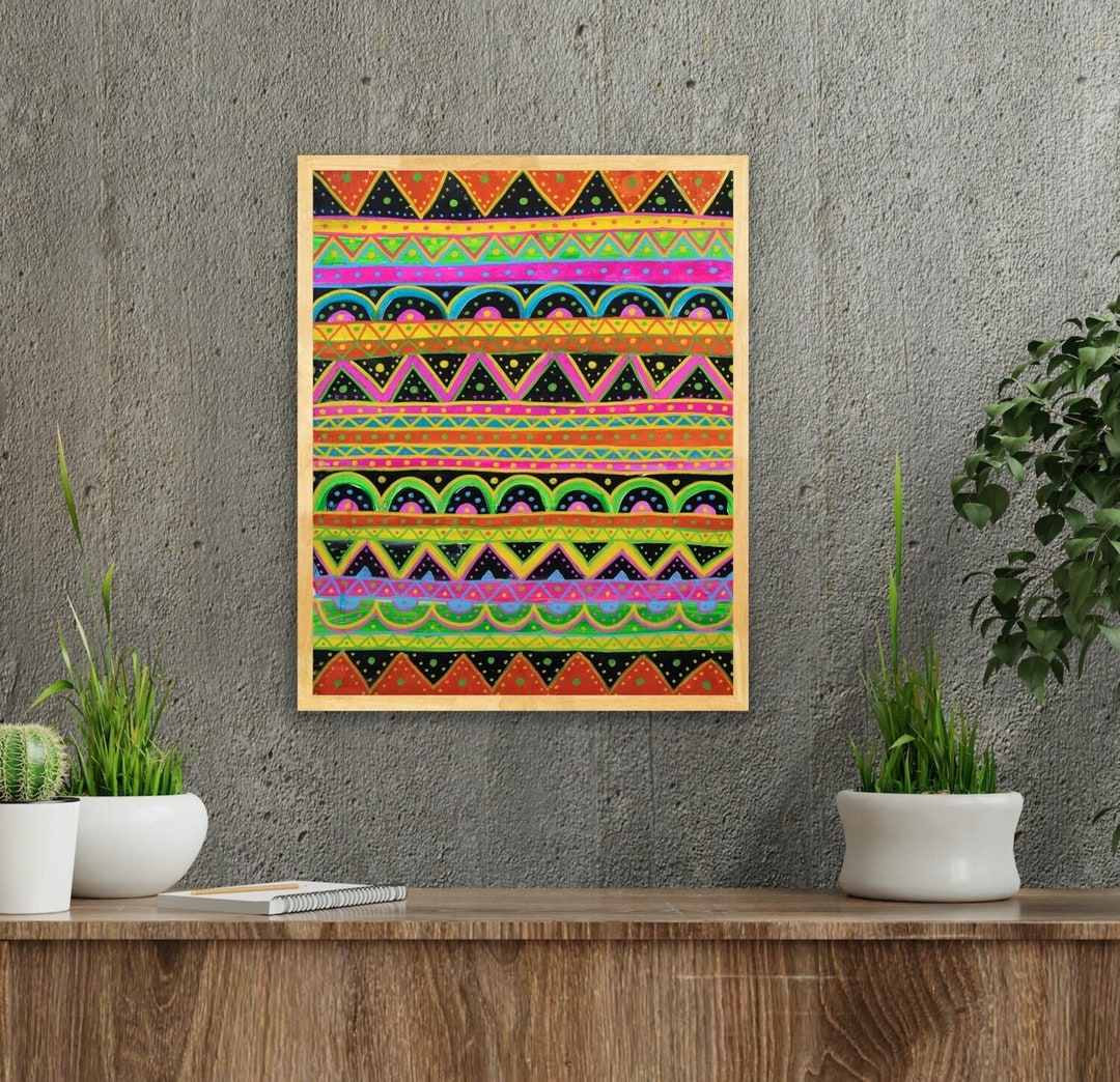 Mexican Pattern, Colorful Boho Wall Art, Mexican Wall Art Print ...
