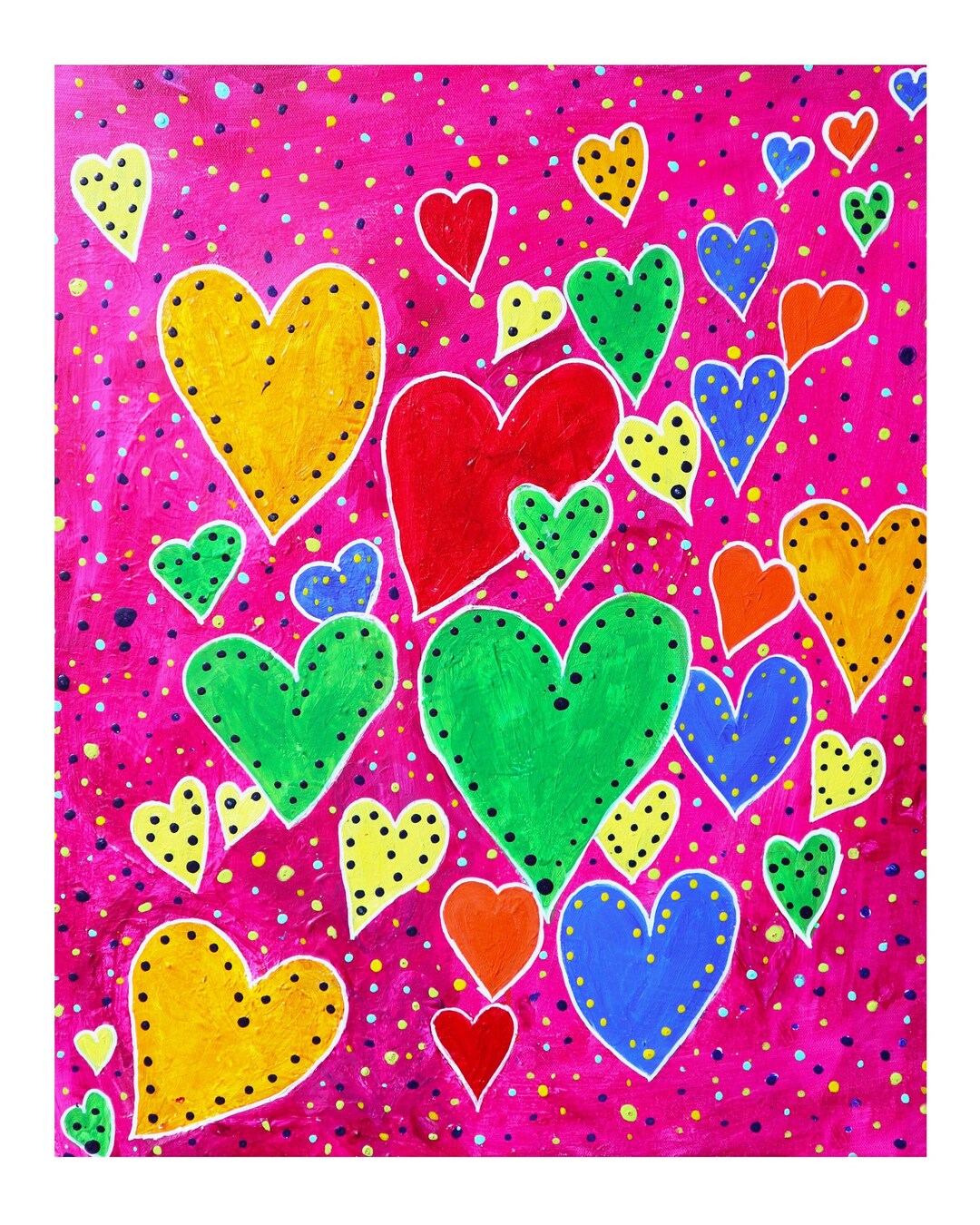 Heart Art Print Folk Art Heart Wall Decor - Etsy
