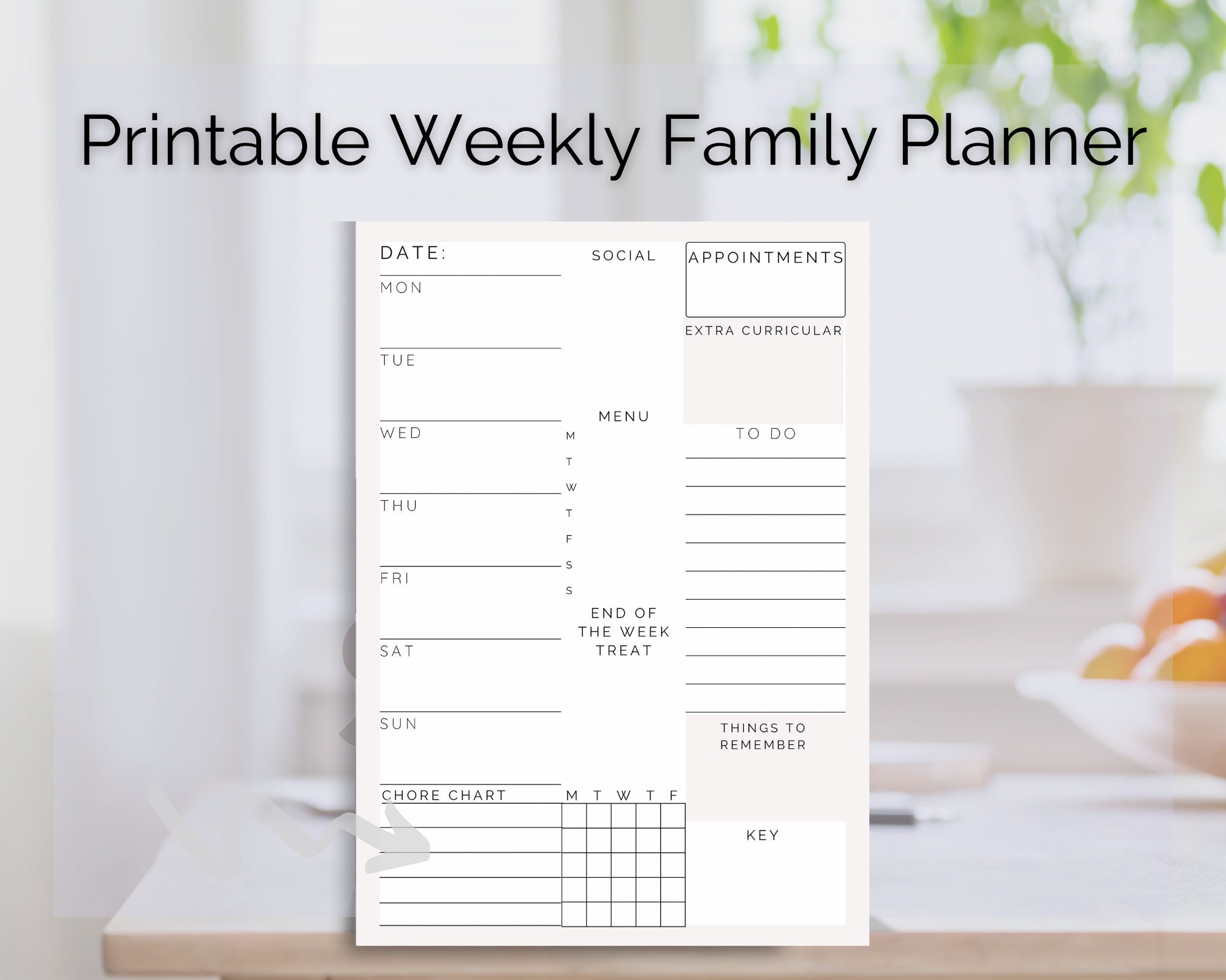 Printable Weekly Family Planner Download | Etsy