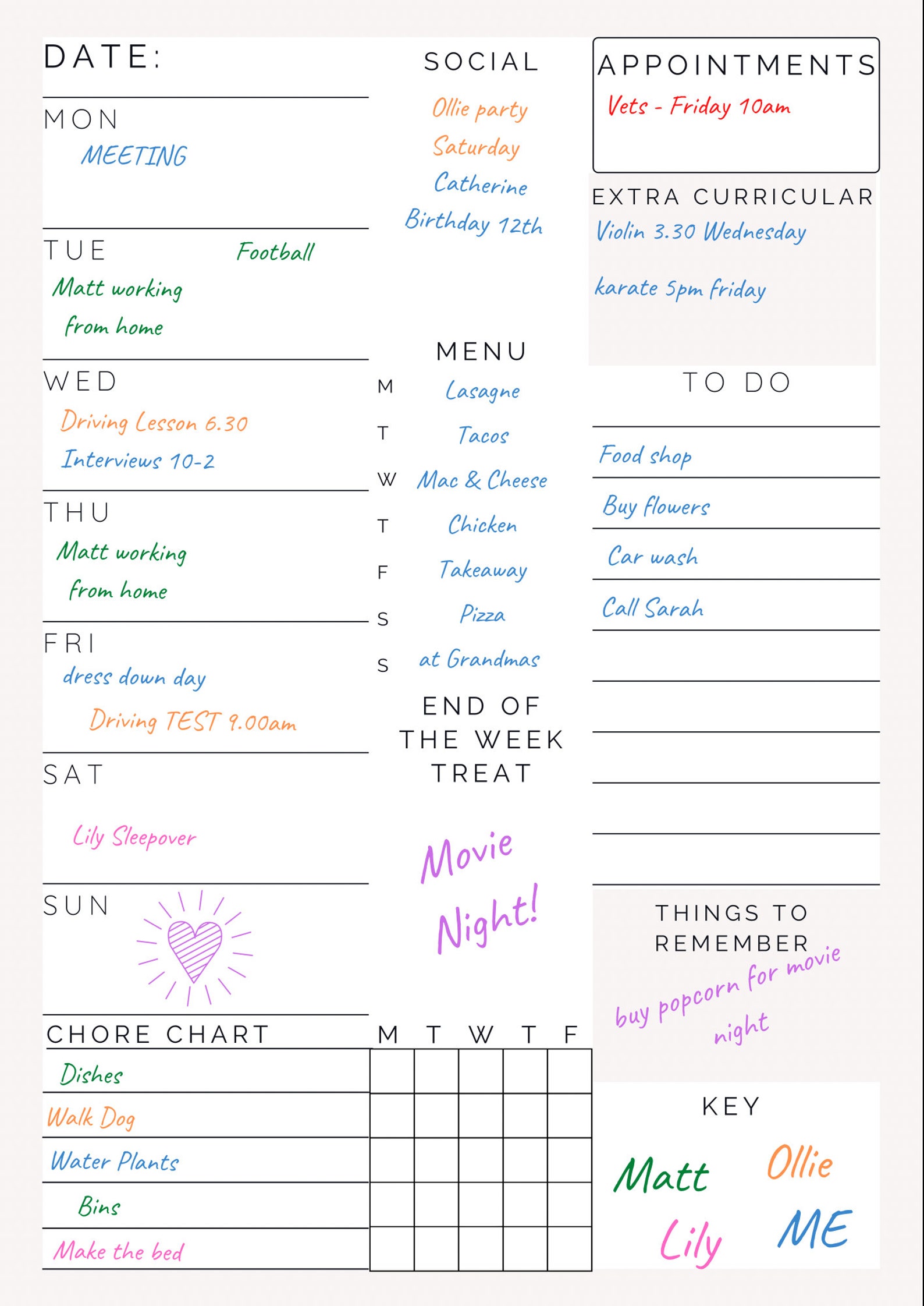 Printable Weekly Family Planner Download | Etsy