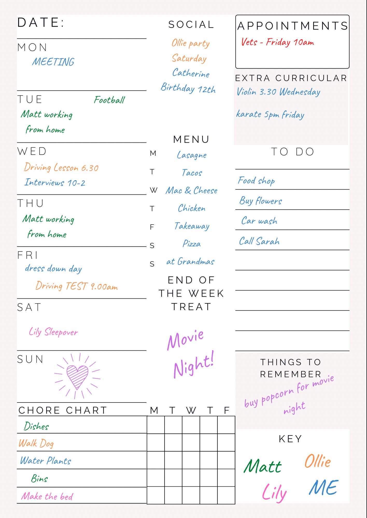 Printable Weekly Family Planner Download | Etsy