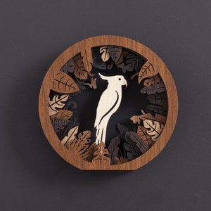 Papagei im Wald - Kreative Laser geschnittene Holzkunst, von Hand zusammengestellt, perfektes Geschenk, Wohnkultur.