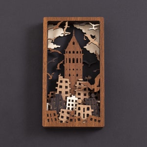 Galata Tower - Creative, historical, city vibes, laser cut wood craft, assembled by hand, perfect gift, home decor.