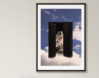 Sky Astronaut Wall Print, Surreal Wall Print, Digital Download, Printable, Collage Art, Vintage Poster, Collage Print, Surrealism, Astronaut