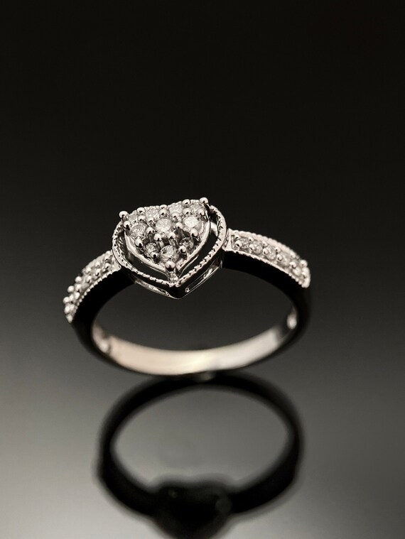 Diamond Ring,14K White Gold Diamond Ring, Cocktail