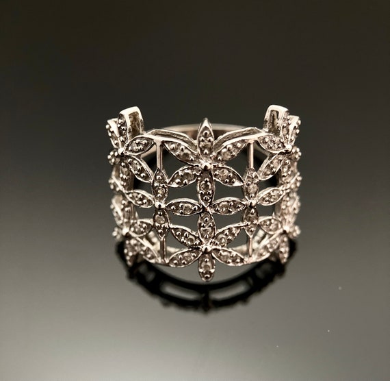 Natural Diamond Ring,Cocktail Ring,14K White Gold