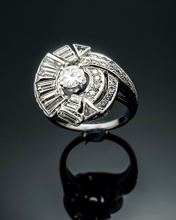 Diamond Ring,14K White Gold Diamond Ring,Vintage R