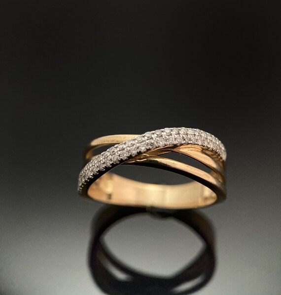 Diamond Gold Ring,14K Yellow Gold Ring,Cocktail Ri
