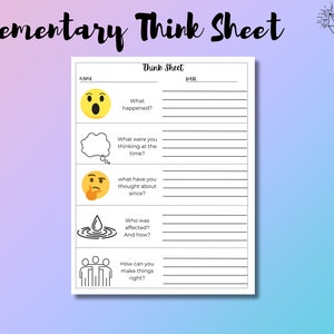 Elementary Think Sheet - Restorative Questions