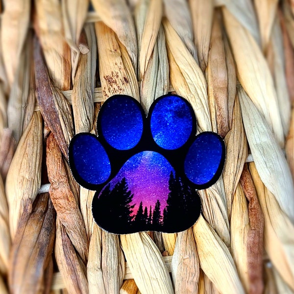 Galaxy Paw Print Peel and Stick Sticker | Forest Sticker | Universe Sticker | Milky-way Sticker | Nature Sticker | Paw Print Sticker