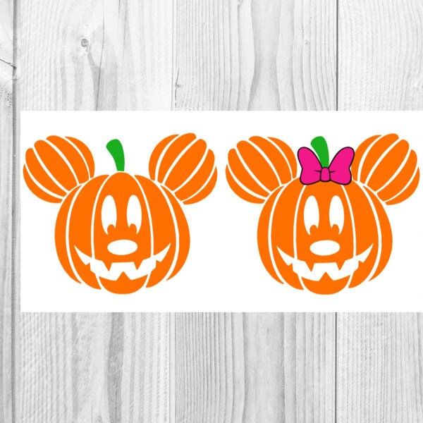 Disney Inspired Mickey and Minnie Ears Pumpkin Decal || Mickey Decal || Minnie Decal || Pumpkin Decal || Halloween Decal || Disney Decal