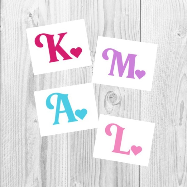 Initial Heart Vinyl Decal | Letter Decal | Single Letter Initial with Heart Decal | Monogram Initial Decal | Monogram Sticker | Initials