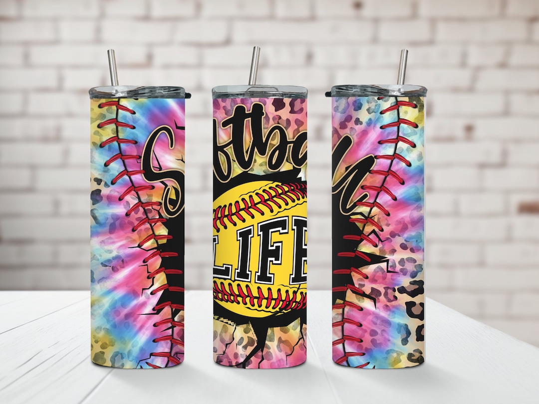 Leopard Print Rainbow Softball Life Tumbler Cheetah Print - Etsy