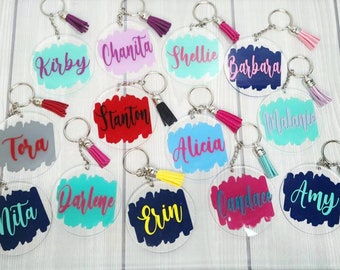 Personalized Name Acrylic Keychain | Monogram Keychains | Name Keychains | Clear Circle Keychains | Luggage Tags | Personalized Gifts |
