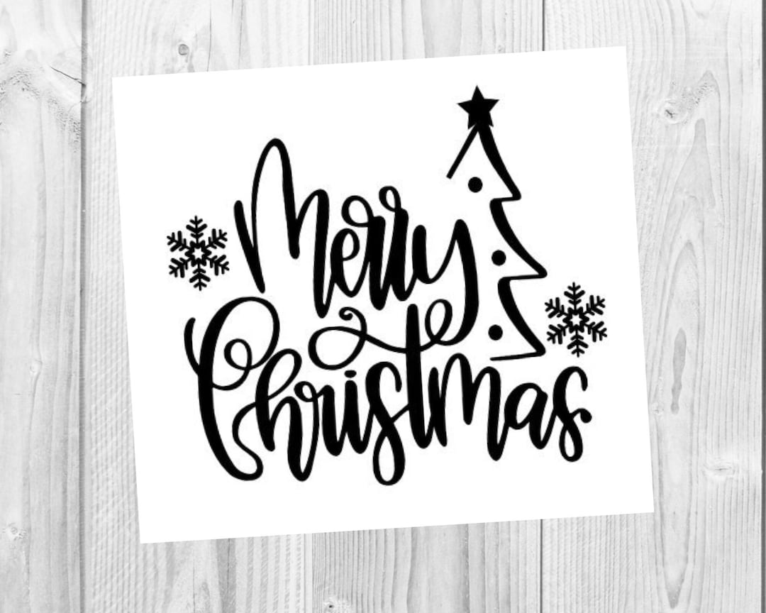 Merry Christmas Vinyl Decal Christmas Tree Decal Merry Christmas Decal