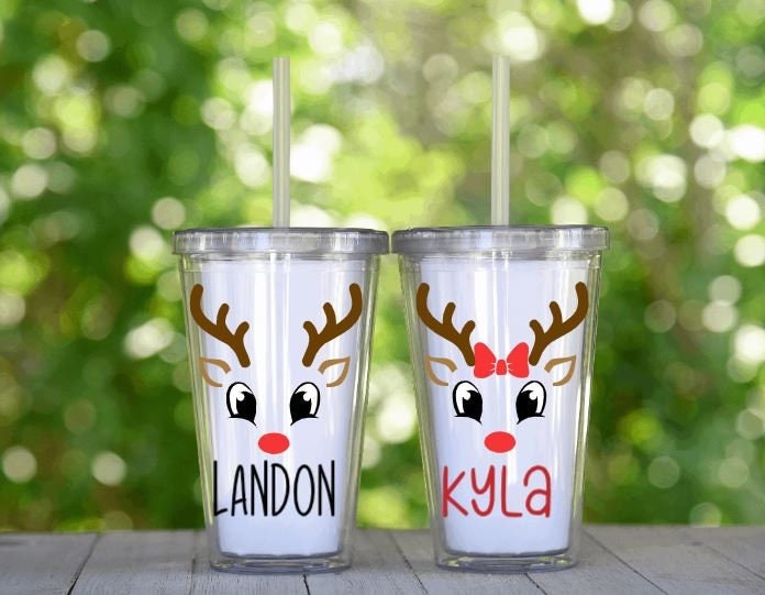 Reindeer Kids Cup / Christmas Cups / Personalized Christmas Cups / Reindeer  Tumbler / Kids Christmas Tumbler / Reindeer Mug /Kids Cup w/ Lid