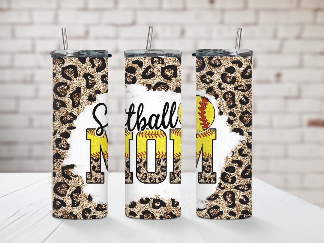 Leopard Print Softball Mom Tumbler Cheetah Print Tumbler 20oz Skinny Tumbler Softball Tumbler