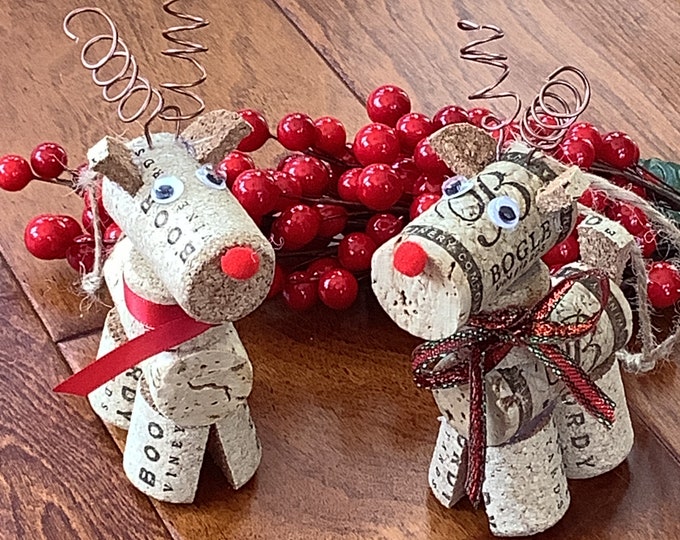 DIY Reindeer Ornament Kit: Cork Christmas Craft, Makes 2