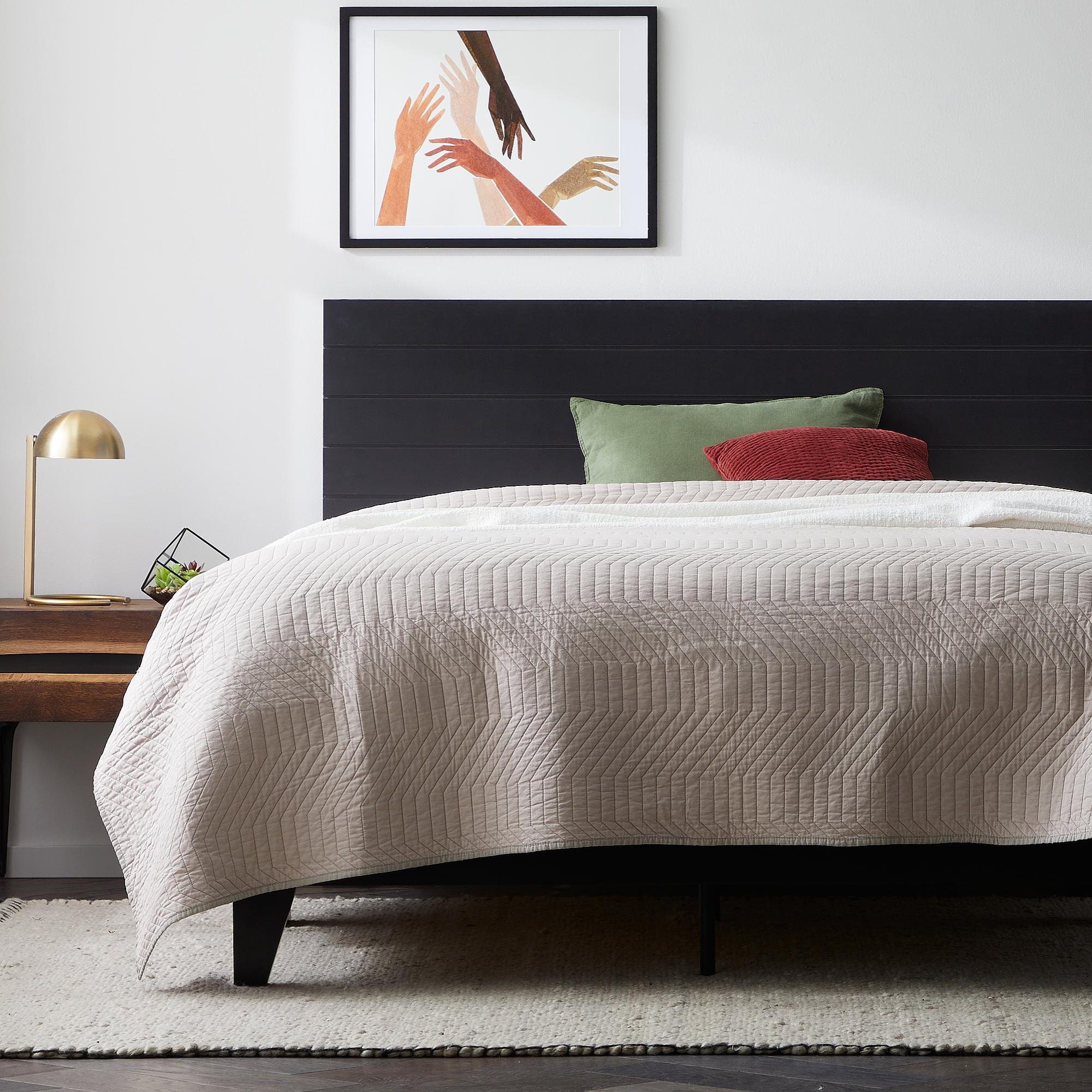 Marco de cama de panel de madera maciza premium con cabecero | Etsy