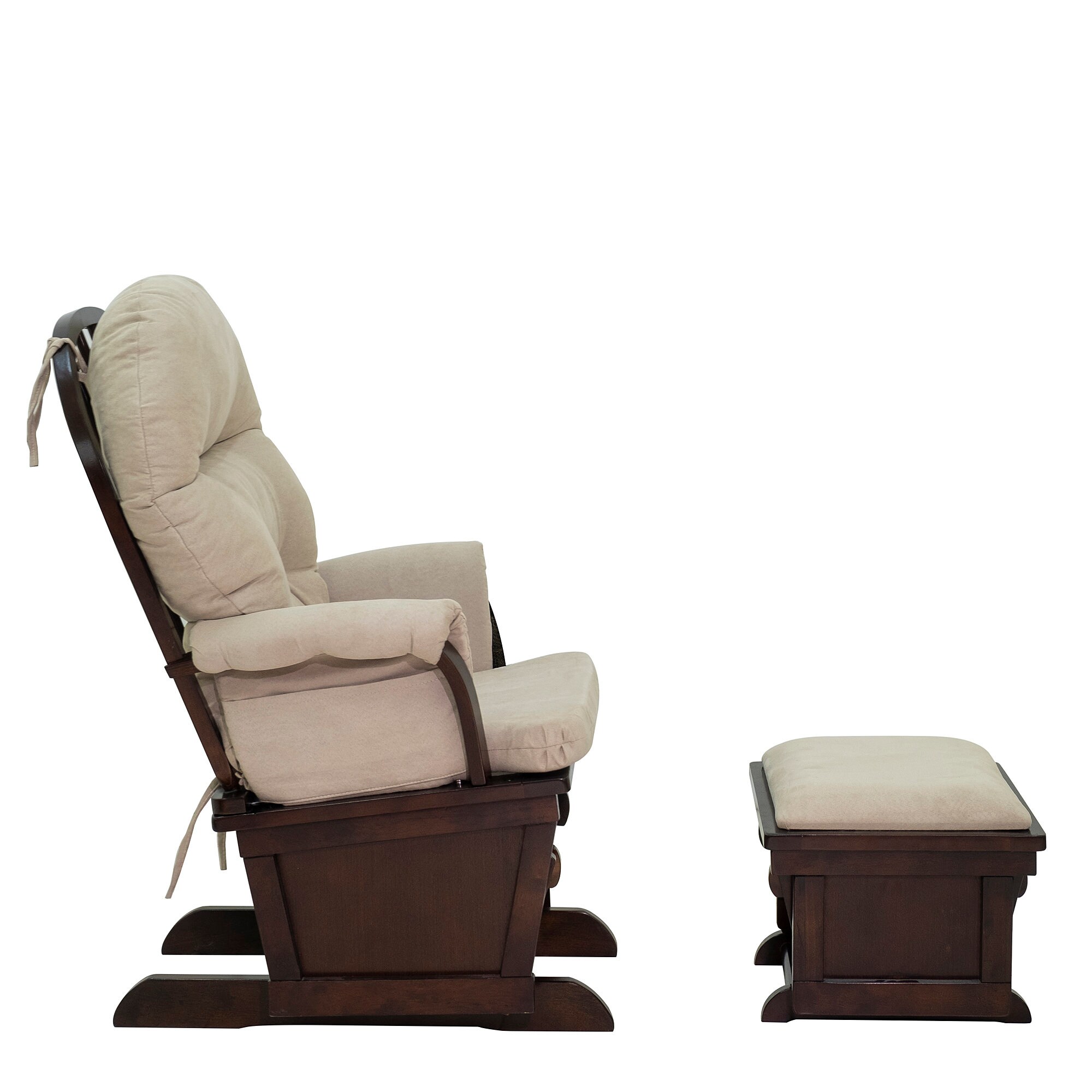 Overstuffed Wooden Gliding Rocking Chair With Ottoman Set Etsy