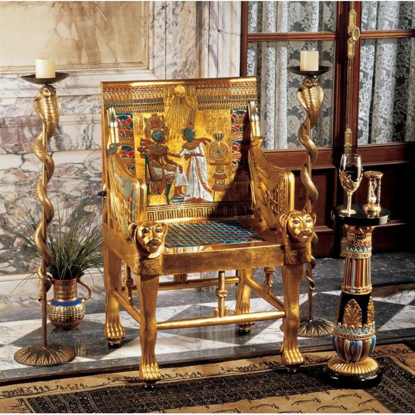 Chaise égyptienne du trône en bois du roi Toutankhamon | Etsy