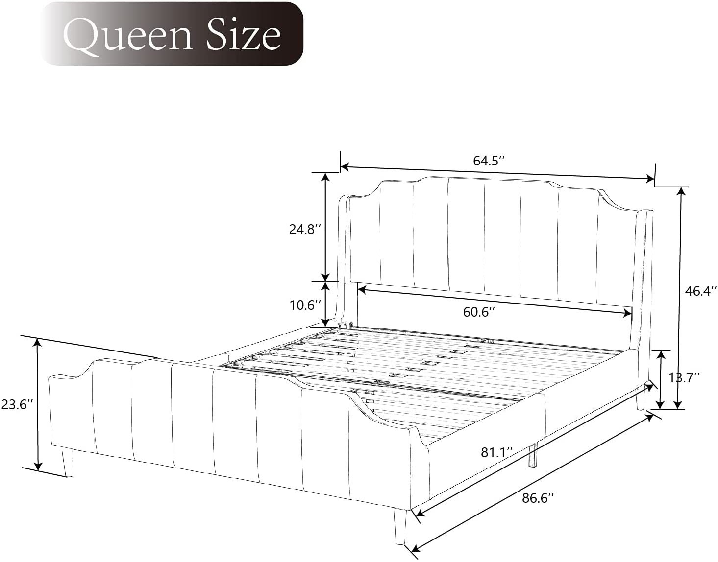 Modern Elegant Queen Velvet and Wood Platform Bed Frame | Etsy