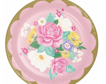 Tea Party Plates, Garden Party, Floral Tea Party, Tea Baby Shower, Wedding Shower Tea, Tea Birthday, Tea for Two, Tea Party Birthday Floral