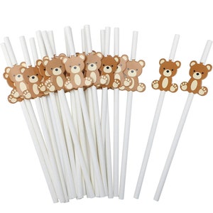 We Can Bearly Wait Baby Shower straws, Bear Birthday, bear straws, bear favors,Teddy Bear Baby Shower Decorations, Decorations