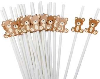 We Can Bearly Wait Baby Shower straws, Bear Birthday, bear straws, bear favors,Teddy Bear Baby Shower Decorations, Decorations