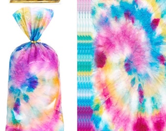 Tie dye treat Bags, tie dye favor Bags, tie dye birthday, tie dye party favors, cellophane bags, tie dye party, tie dye, tie dye party decor