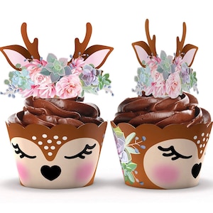 Little Deer Cupcake, Deer Party Favors, Woodland Party Favors, Woodland Baby Shower Girl, Woodland Birthday Favors, Girl Woodland Birthday