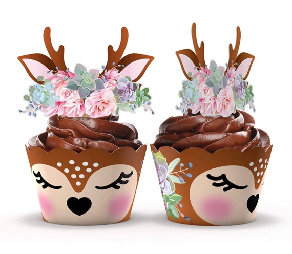 Little Deer Cupcake, Deer Party Favors, Woodland Party Favors, Woodland Baby Shower Girl, Woodland Birthday Favors, Girl Woodland Birthday Il_570xn