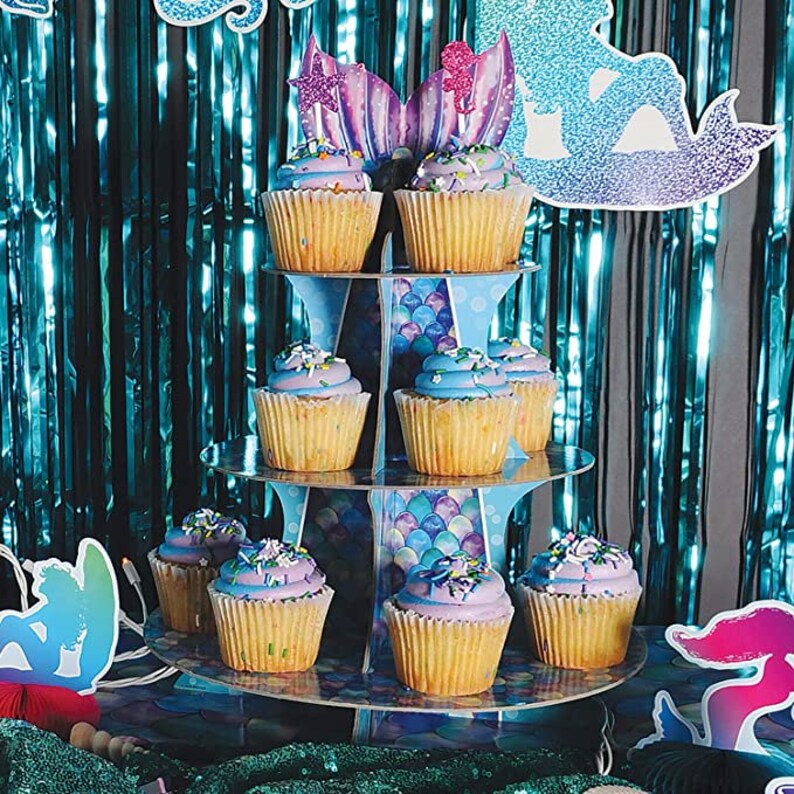 Mermaid cupcake stand, under the sea cupcake stand, mermaid birthday, mermaid party favors, cupcake stand, mermaid party, under the sea image 3