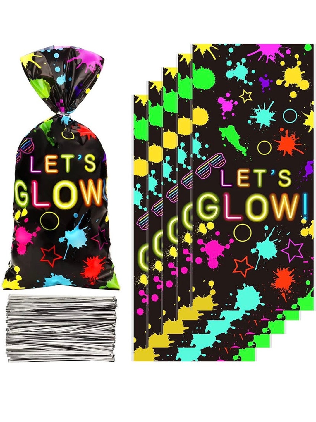 Glow Treat Bags, Glow Favor Bags, Glow Birthday, Glow Party Favors