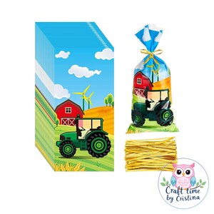 Tractor treat bags,  Farm Theme Part, Tractor Theme Party, tractor birthday, tractor party, tractor, tractor favors, green tractor party