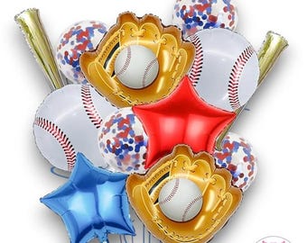 globos de beisbol, globos de cumpleaños de novato, nuestra pequeña estrella, nuestro pequeño novato, primer cumpleaños de beisbol, fiesta de beisbol, novato del año