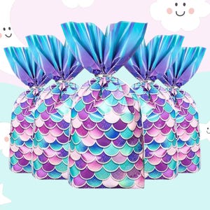 Mermaid Party Favors Bags, Mermaid Party Goodie Candy Bags, Mermaid Cellophane Treat Bags, Mermaid treat bags, mermaid cellophane bags