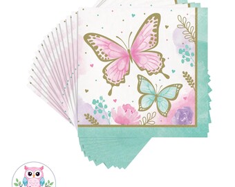 Butterfly napkins, Pastel Butterfly, Butterfly Party, Butterfly Baby Shower, Butterfly Birthday, Butterfly Decorations, Gold Butterfly