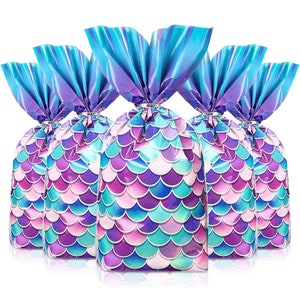 Mermaid Party Favors Bags, Mermaid Party Goodie Candy Bags, Mermaid Cellophane Treat Bags, Mermaid treat bags, mermaid cellophane bags