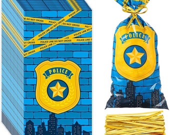 Police treat Bags, police favor Bags, police birthday, police party favors, cellophane bags, police party, police, police party decor