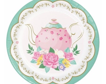 Tea Party Plates, Garden Party, Floral Tea Party, Tea Baby Shower, Wedding Shower Tea, Tea Birthday, Tea for Two, Tea Party Birthday Floral