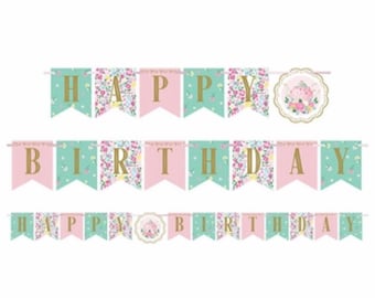 Tea Party banner, Garden Party, Floral Tea Party, Tea Baby Shower, Wedding Shower Tea, Tea Birthday, Tea for Two, Tea Party Birthday