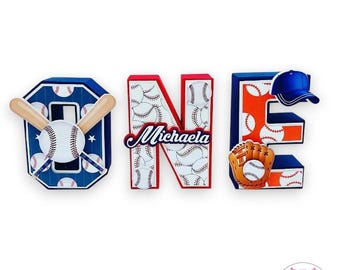 Letras 3D, letras de Baseball ONE, letras de Novato del Año, novato del año, fiesta de un año de novato, primer cumpleaños de novato, parte del béisbol