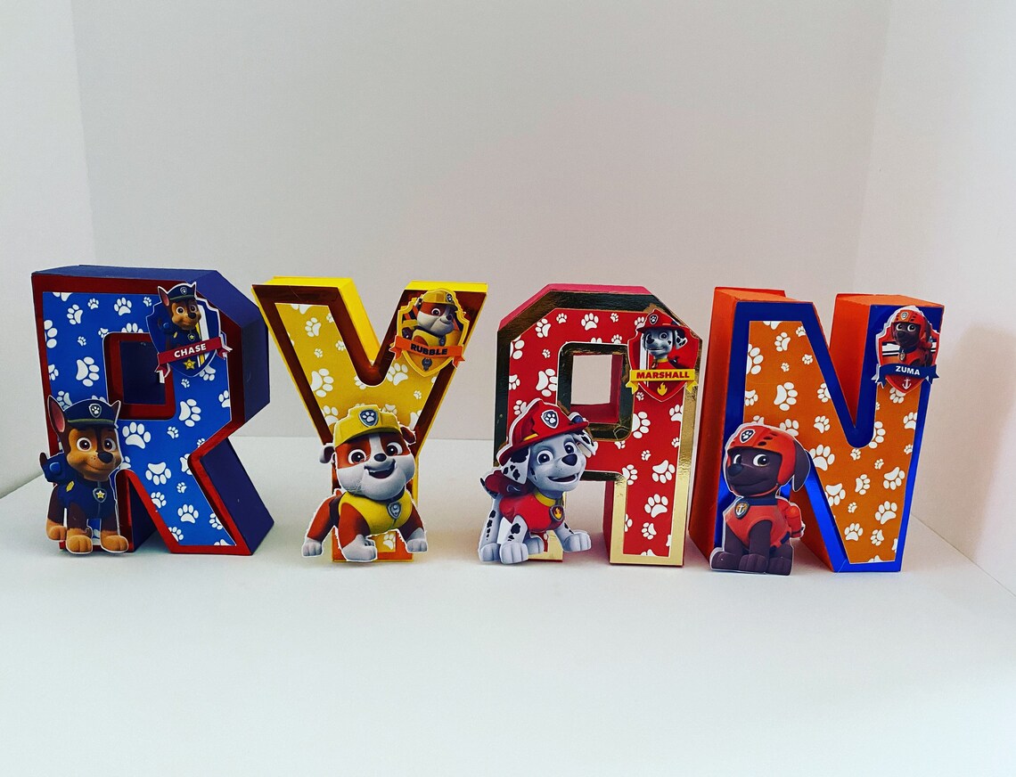 Paw patrol paw patrol letters paw patrol One letters paw Etsy