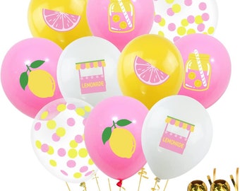 Lemon balloons, Lemon Party, lemonade balloons, lemonade party, Lemon Birthday, pink lemonade Party, lemon, lemon treat bags, pink lemonade