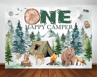 One happy camper backdrop, happy camper backdrop, one happy camper birthday, one happy  camper party, backdrop, one happy camper