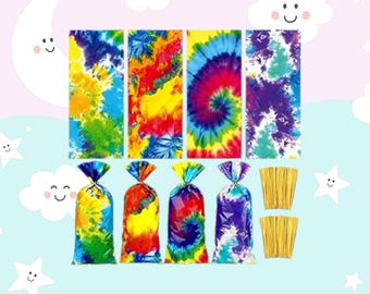 Tie dye treat Bags, tie dye favor Bags, tie dye birthday, tie dye party favors, cellophane bags, tie dye party, tie dye, tie dye party decor