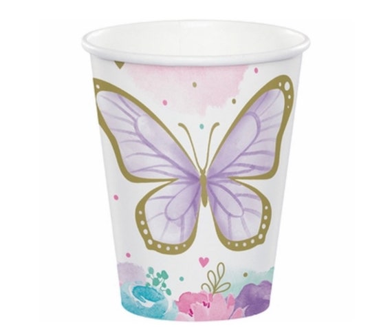 Butterfly Paper cups, Pastel Butterfly, Butterfly Party, Butterfly Baby Shower, Butterfly Birthday, Butterfly Decorations, Gold Butterfly Il_570xn
