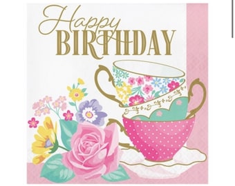 Tea Party napkins, Garden Party, Floral Tea Party, Tea Baby Shower, Wedding Shower Tea, Tea Birthday, Tea for Two, Tea Party Birthday Floral