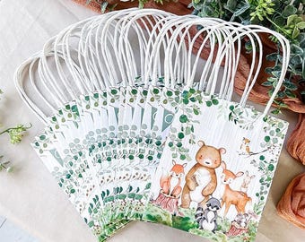 woodland gift bags, baby showers gift bags, woodland birthday, woodland party favors, gift bags, woodland party, woodland paper bags, woodla